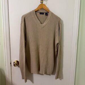 Vintage Y2K Structure beige knit 100% cotton sweater XL